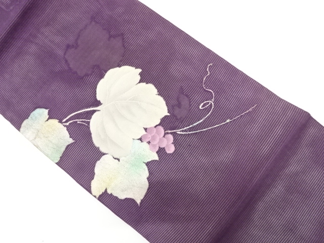 JAPANESE KIMONO / ANTIQUE SUMMER NAGOYA OBI / SILK / WOVEN GRAPE